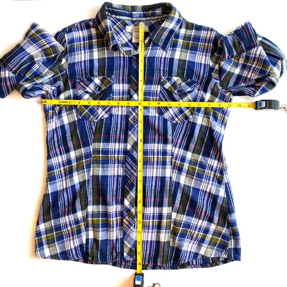 Natural Reflections 2 PACK Plaid Long Sleeve Button-Down Shirt Top - Picture 4 of 16